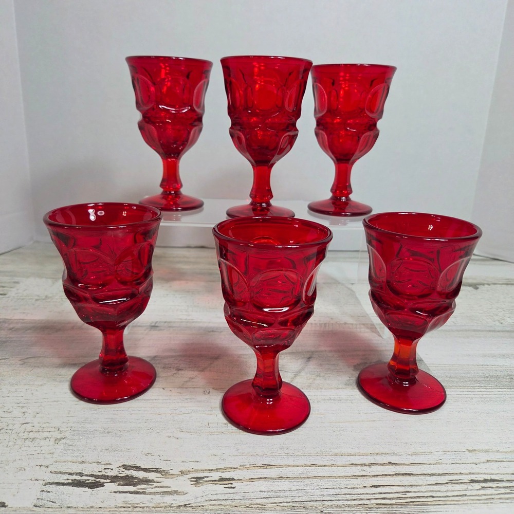 Fostoria Argus Ruby Red WineGlass Goblet 4.75" 4oz Set of 6 Henry Ford Museum